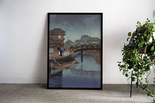 Rainy Day in Shinagawa Asian Style Poster | W all Art for Home & Office | High-Quality Print