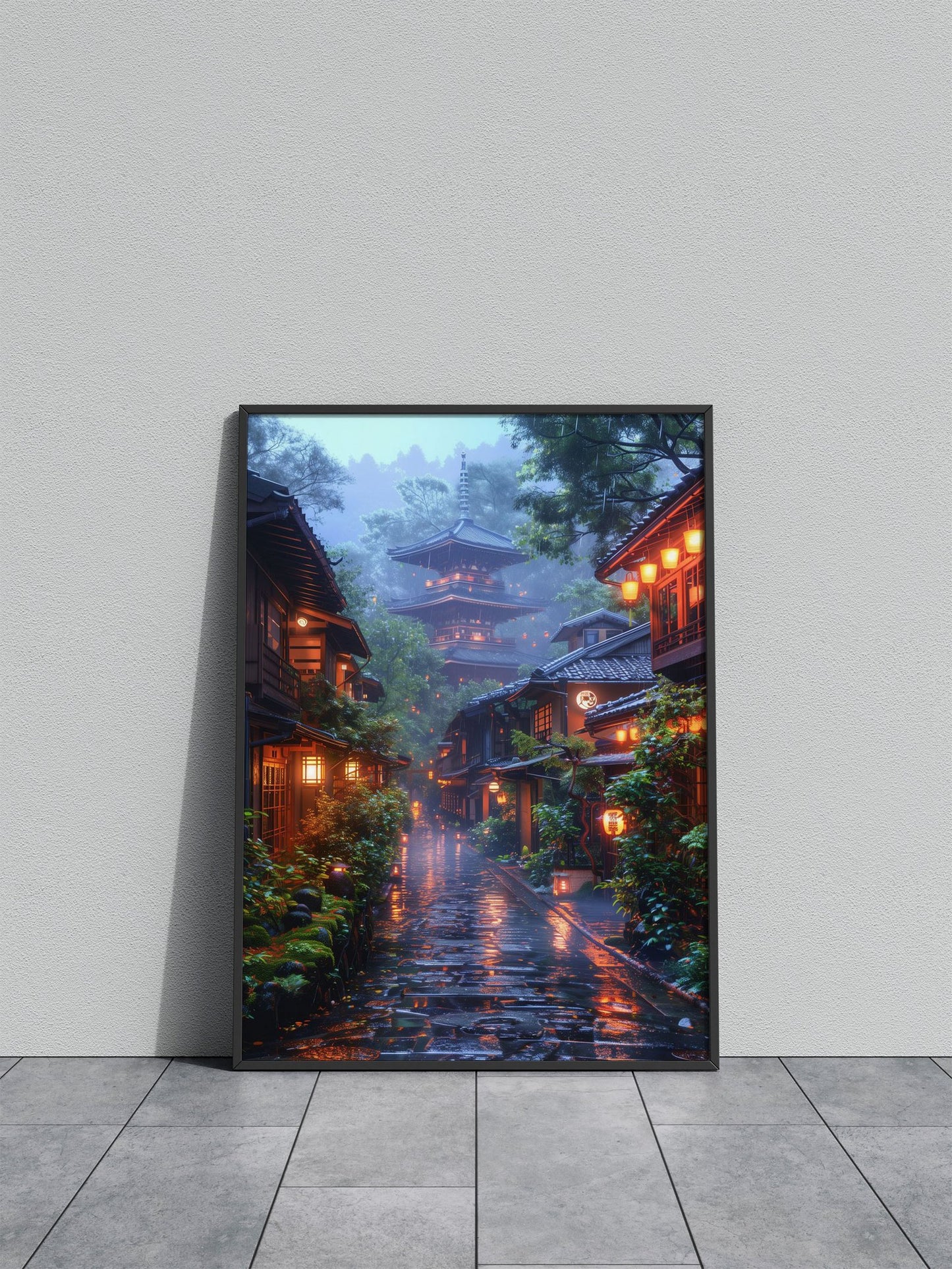 Rainy Japanese Street Asian Style Poster | Wa ll Art for Home & Office | High-Quality Print