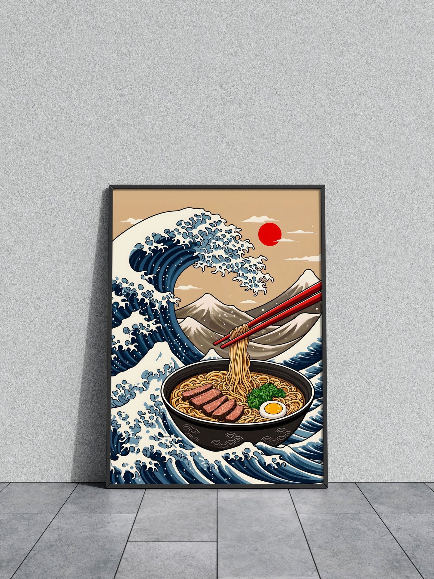 Ramen Great Wave Asian Style Poster | Bold Unframed Wall Art Print Inspired by Japanese Wave Art | High-Quality Home Decor | Multiple Sizes Available