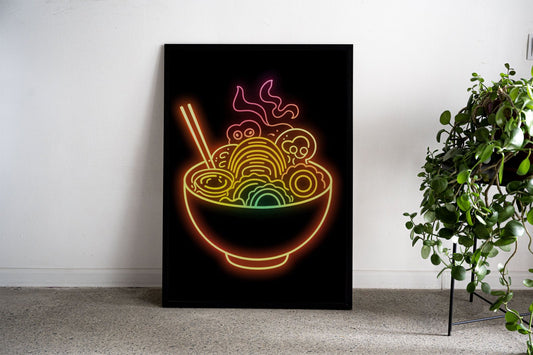 Ramen Japan Golden Neon Asian Style Poster | Wall Art for Home & Office | High-Quality Print