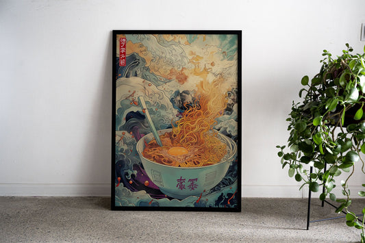 Ramen Japan Wave Asian Style Poster | Artistic Unframed Wall Art Print for Kitchen, Home & Office Decor | High-Quality Finish | Multiple Sizes Available