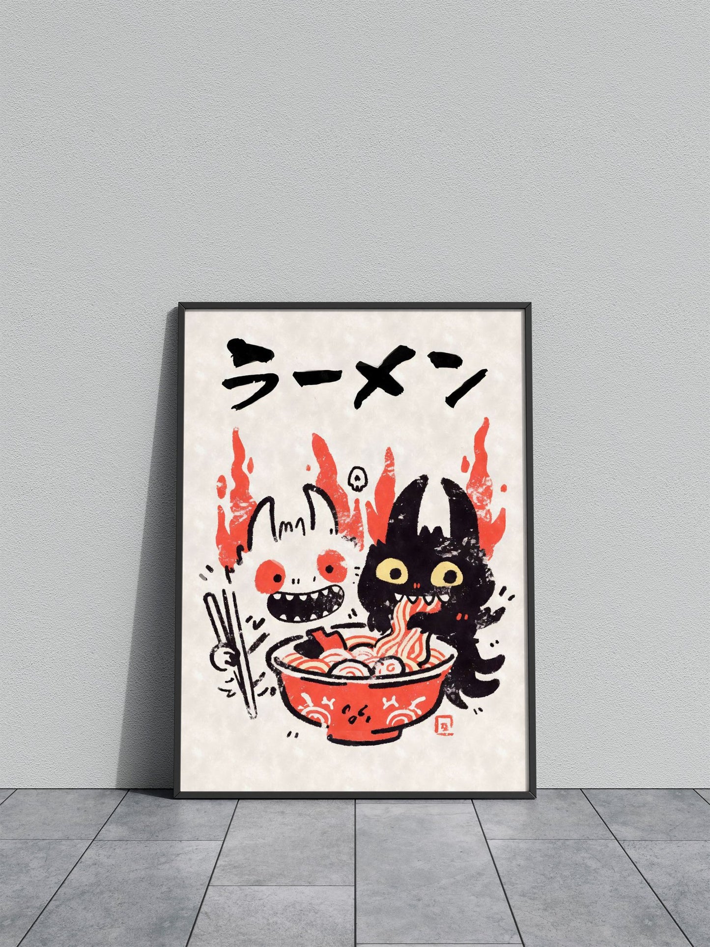 Ramen Monsters Yokai Asian Style Poster | Quirky Unframed Wall Art Print for Home, Kitchen & Office Decor | Premium Quality | Multiple Sizes Available