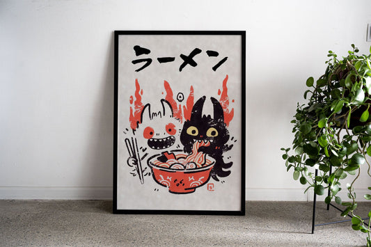 Ramen Monsters Yokai Asian Style Poster | Quirky Unframed Wall Art Print for Home, Kitchen & Office Decor | Premium Quality | Multiple Sizes Available