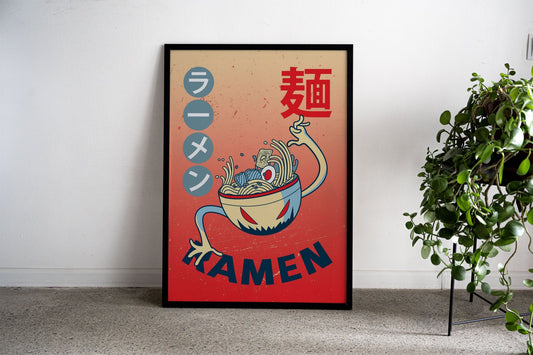 Ramen Noodles Bowl Foodie Asian Style Poster | Tasty Unframed Wall Art Print for Kitchen, Home & Office | High-Quality | Multiple Sizes Available