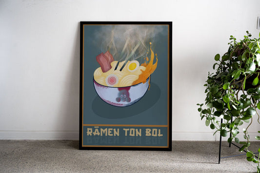 Ramen Ton Bowl Asian Style Poster | Delightful Unframed Wall Art Print for Kitchen, Home & Office Decor | High-Quality | Multiple Sizes Available