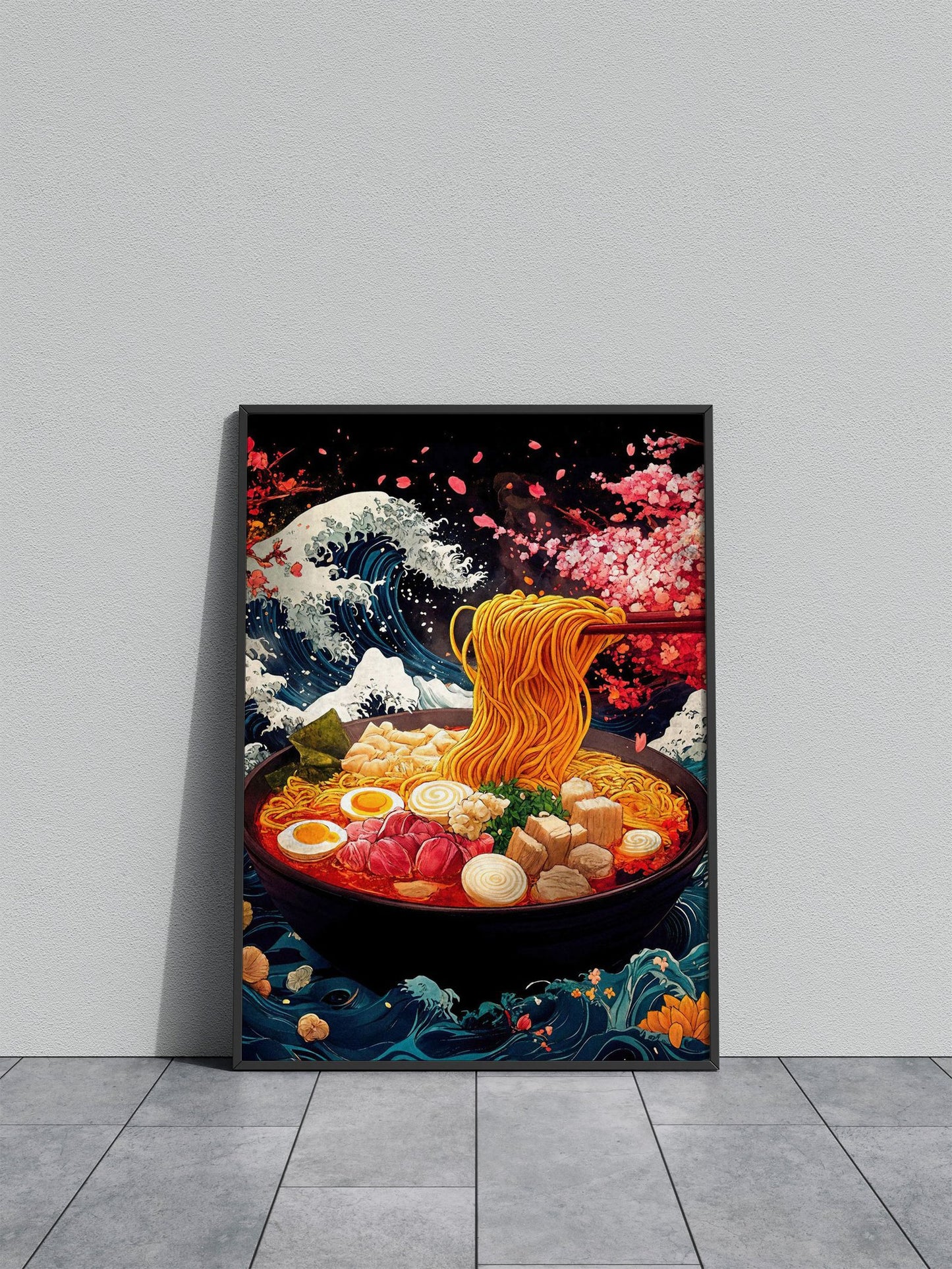 Ramen Wave Japanese Asian Style Poster | Bold Unframed Wall Art Print for Kitchen, Home & Office Decor | High-Quality | Multiple Sizes Available