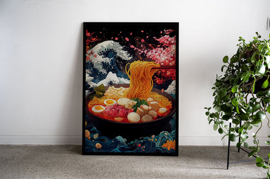 Ramen Wave Japanese Asian Style Poster | Bold Unframed Wall Art Print for Kitchen, Home & Office Decor | High-Quality | Multiple Sizes Available