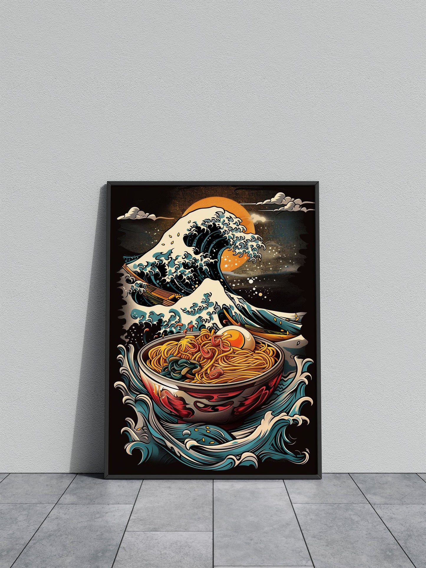 Ramen and Waves Asian Style Poster | Wall Ar t for Home & Office | High-Quality Print