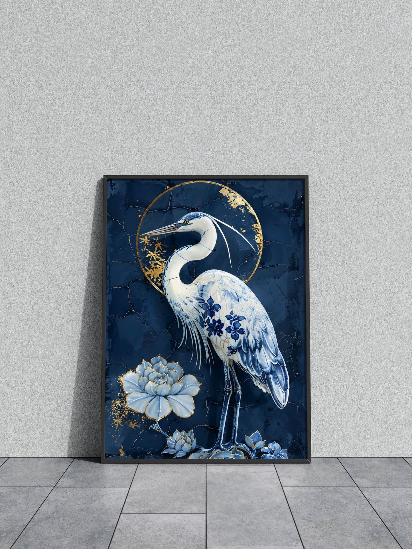 Heron Asian Style Poster | Wall Art for Home & Office | High-Quality Print