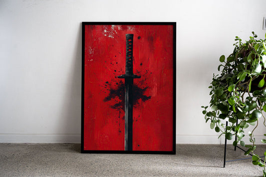 Red And Black Samurai Katana Asian Style Poster | Wall Art for Home & Office | High-Quality Print