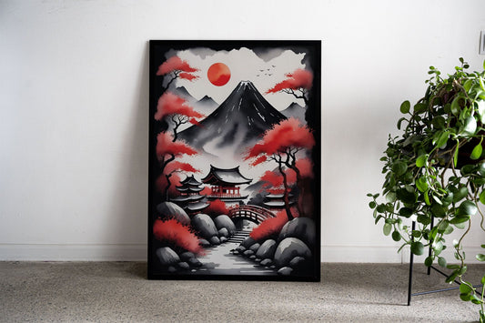 Red Black Asian Asian Style Poster | Wall Art for Home & Office | High-Quality Print