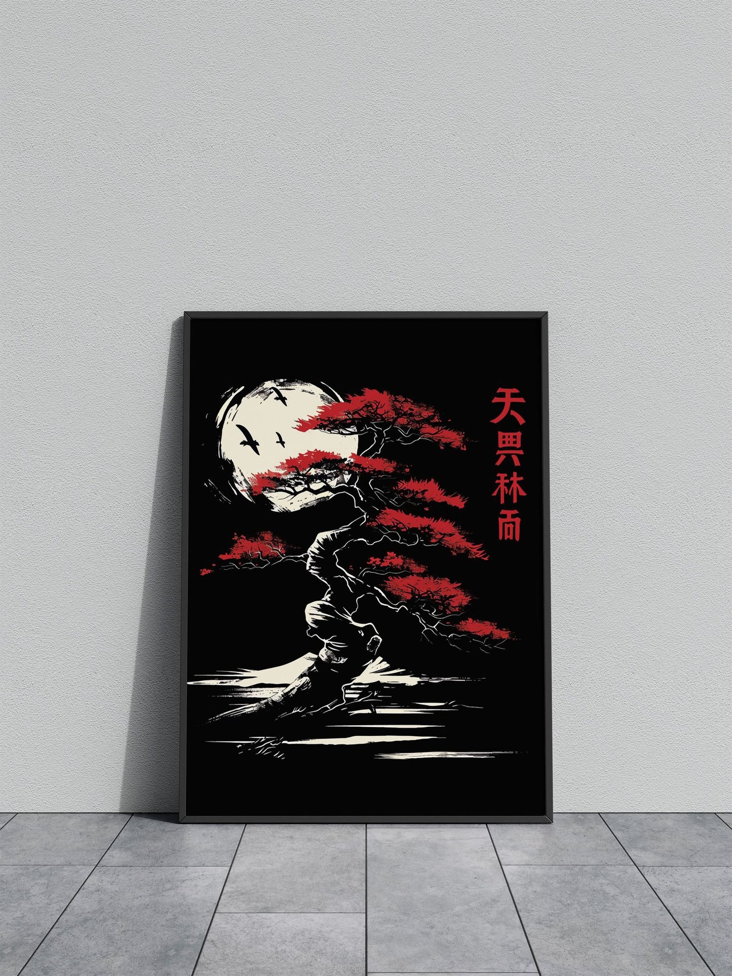 Red Bonsai Asian Style Poster | Wall Art for Home & Office | High-Quality Print