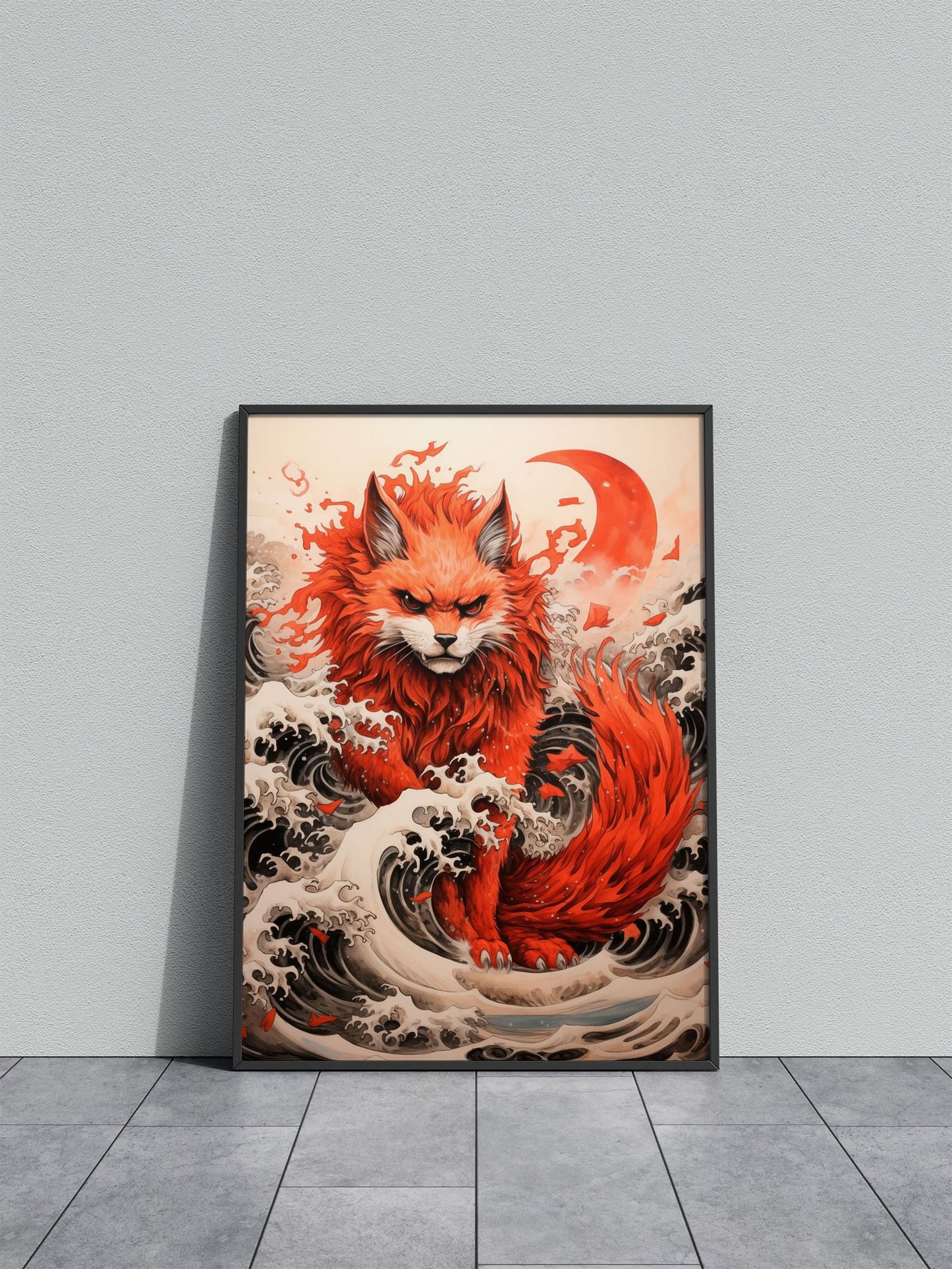 Red Cat Asian Style Poster | Wall Art for Home & Office | High-Quality Print