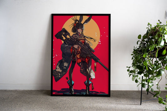 Red Dark Geisha Assassin Asian Style Poster | Bold Unframed Wall Art Print for Home & Office | High-Quality Decor Piece | Multiple Sizes Available