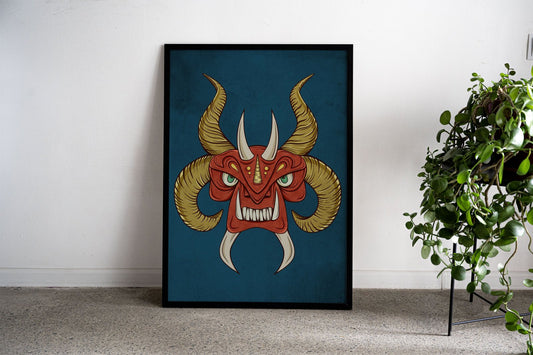 Red Devil Mask Asian Style Poster | Wall Art for Home & Office | High-Quality Print