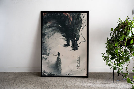 Dragon Samurai Asian Style Poster | Wall Art for Home & Office | High-Quality Print