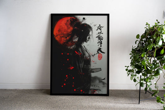 Red Eclipse of the Warrior Asian Style Poster | Wall Art for Home & Office | High-Quality Print