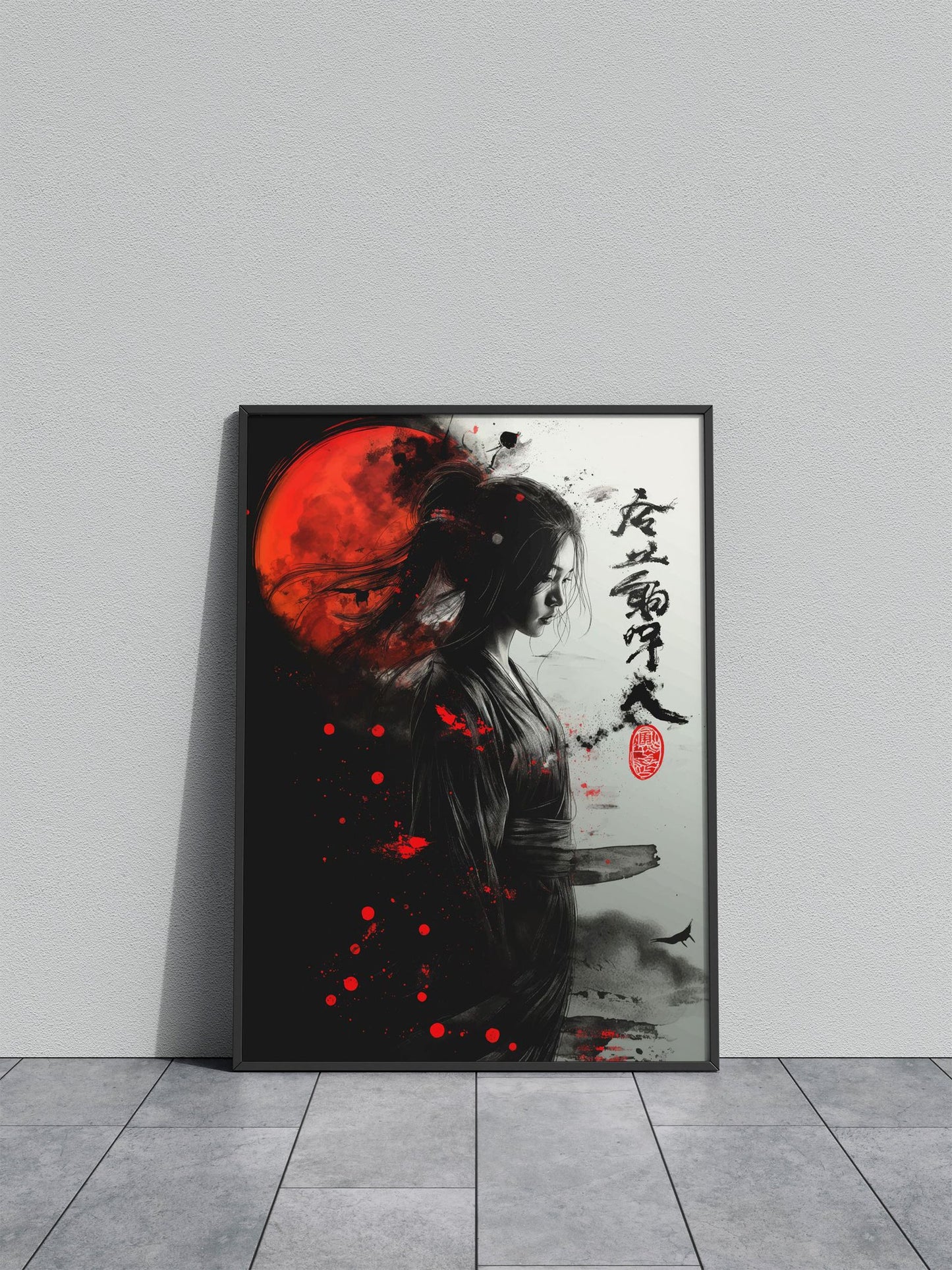 Red Eclipse of the Warrior Asian Style Poster | Wall Art for Home & Office | High-Quality Print