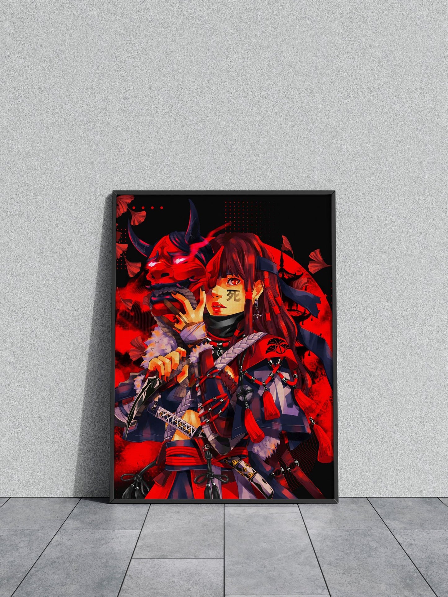 Red Girl Samurai Japan Asian Style Poster | Wall Art for Home & Office | High-Quality Print