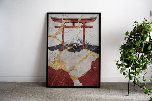 Red Gold Decor Asian Style Poster | Wall Art for Home & Office | High-Quality Print