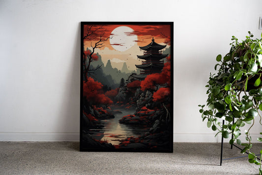 Red Japan Art Asian Style Poster | Timeless Unframed Wall Art Print for Modern Home & Office Decor | Superior Quality | Various Sizes Available