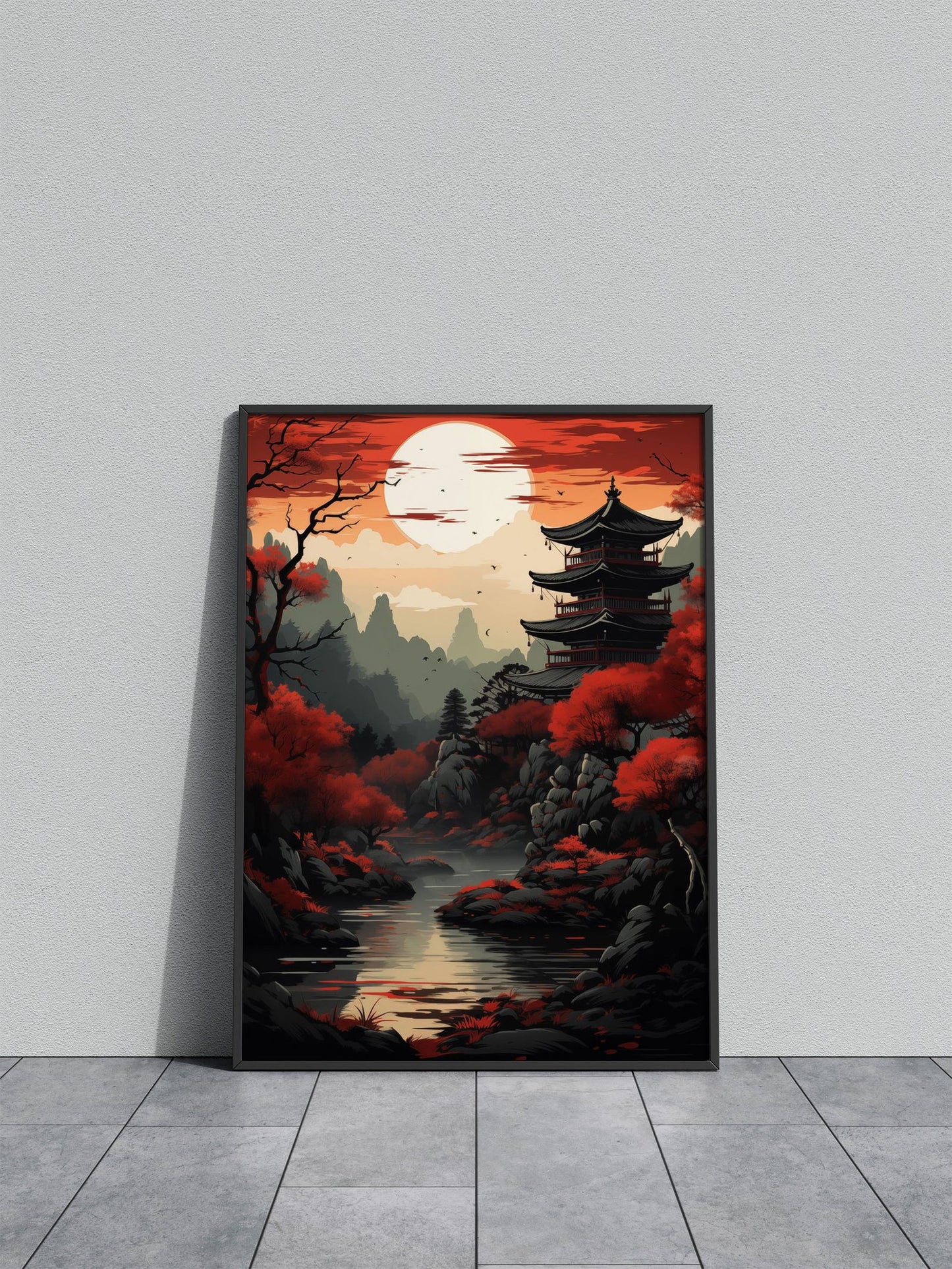 Red Japan Art Asian Style Poster | Timeless Unframed Wall Art Print for Modern Home & Office Decor | Superior Quality | Various Sizes Available