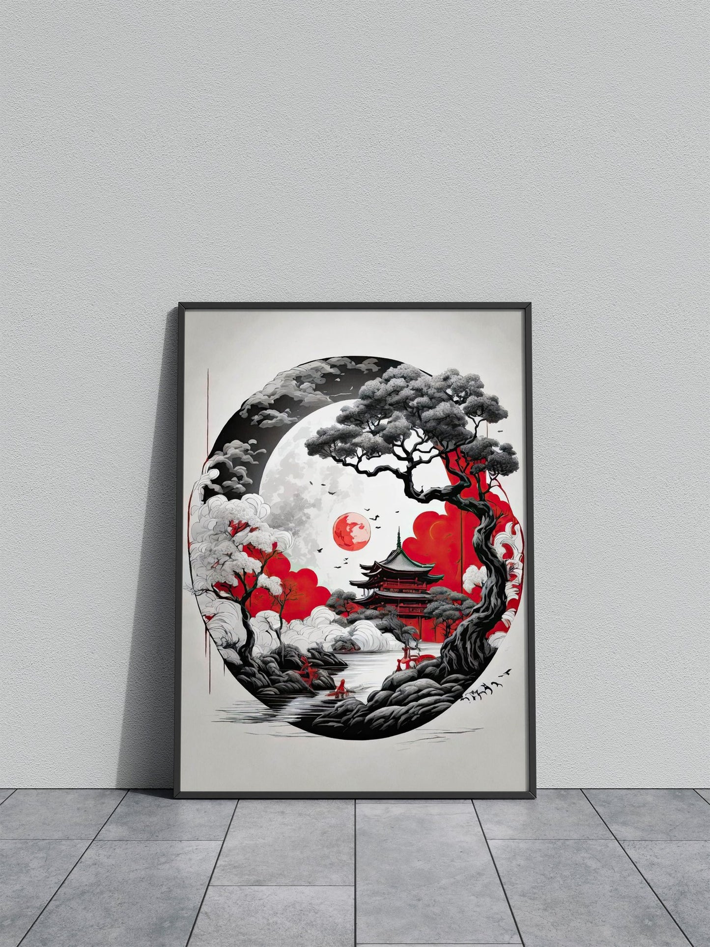 Red Japanese Asian Style Poster | Wall Art for Home & Office | High-Quality Print