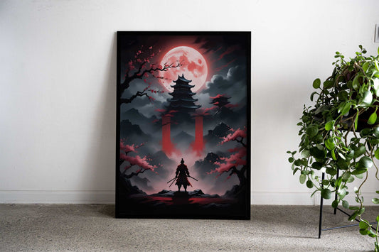 Red Moon Sekiro Asian Style Poster | Wall Art for Home & Office | High-Quality Print - High-Quality Visual Display