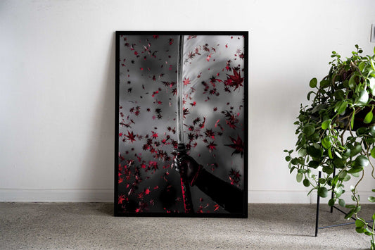 Red Samurai Sword Asian Style Poster | Wall Art for Home & Office | High-Quality Print - High-Quality Visual Display