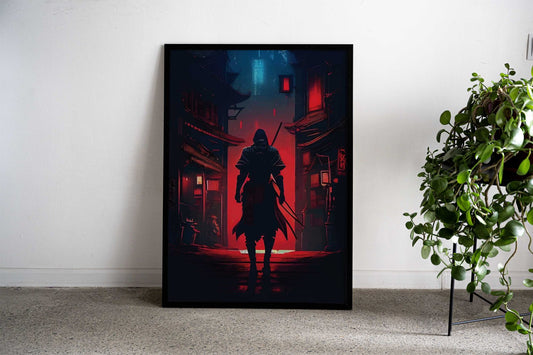 Red Samurai Warrior Asian Style Poster | Wall Art for Home & Office | High-Quality Print - High-Quality Visual Display