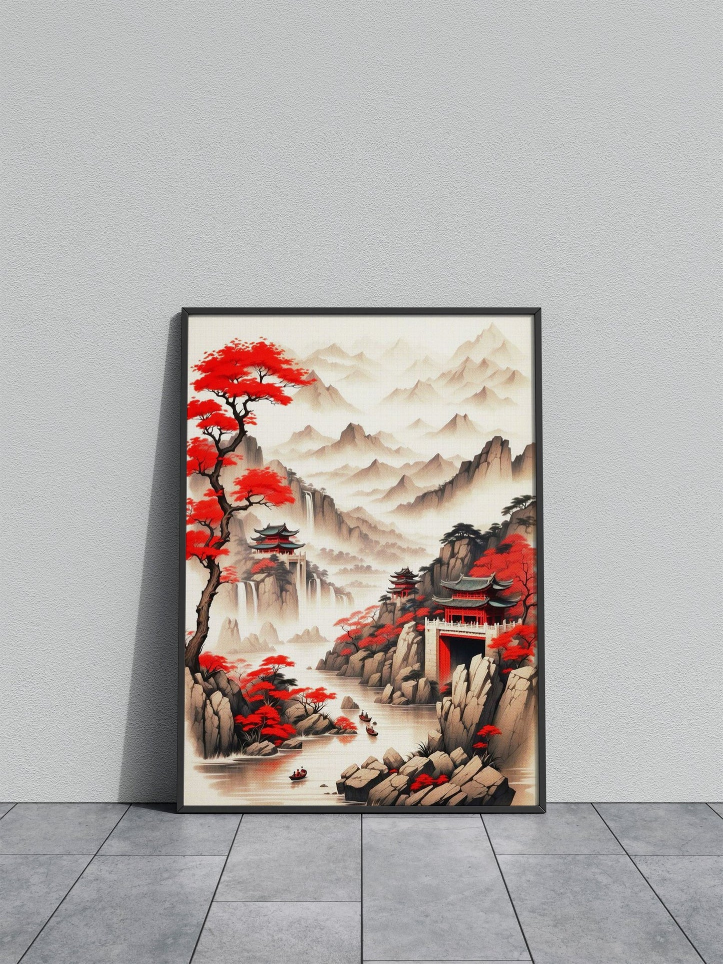 Red View Japan Asian Style Poster | Wall Art for Home & Office | High-Quality Print - High-Quality Visual Display