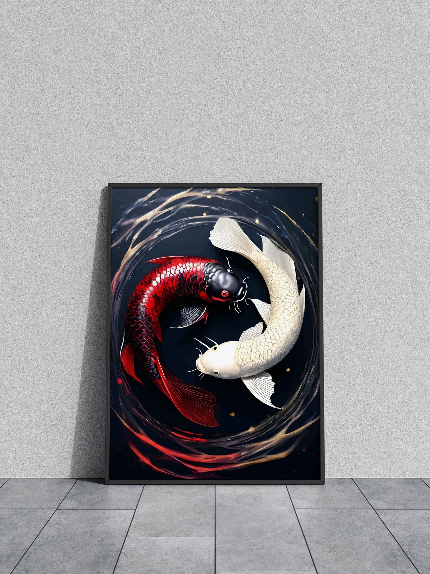 Red and White Koi Fish Asian Style Poster | Wall Art for Home & Office | High-Quality Print