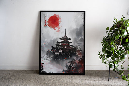 Red black Japanese Asian Style Poster | Wall Art for Home & Office | High-Quality Print