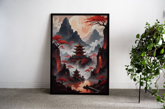 Red japan style Asian Style Poster | Wall Art for Home & Office | High-Quality Print