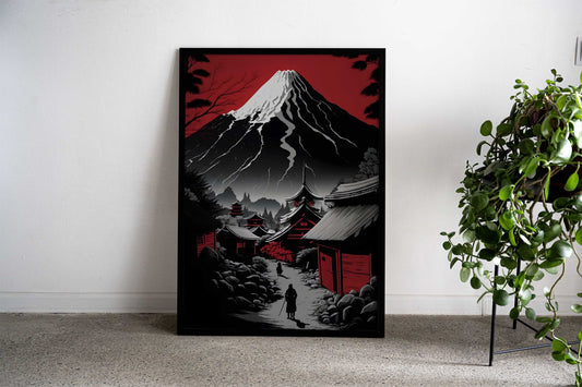 Red mountain Asian Style Poster | Wall Art for Home & Office | High-Quality Print - High-Quality Visual Display