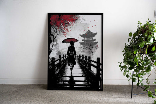 Rendezvous on the bridge Asian Style Poster | Wall Art for Home & Office | High-Quality Print - High-Quality Visual Display