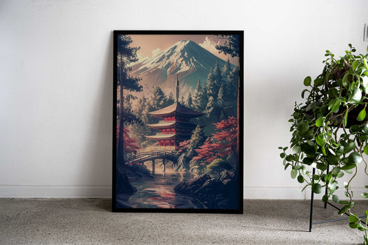 Retro Japanese Temple Asian Style Poster | Wall Art for Home & Office | High-Quality Print - High-Quality Visual Display