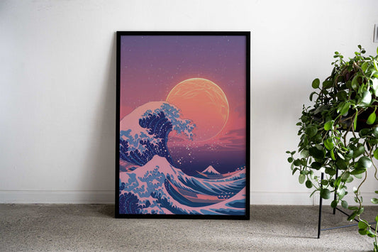 Retro Kanagawa Wavw Asian Style Poster | Wall Art for Home & Office | High-Quality Print - High-Quality Visual Display