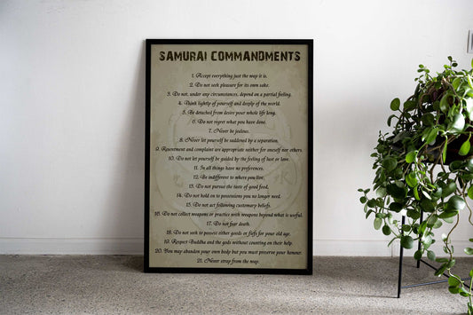 SAMURAI COMMANDMENTS Asian Style Poster | Wall Art for Home & Office | High-Quality Print - High-Quality Visual Display