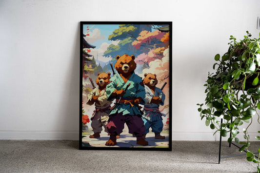 Samurai Bear Asian Style Poster | Wall Art for Home & Office | High-Quality Print - High-Quality Visual Display