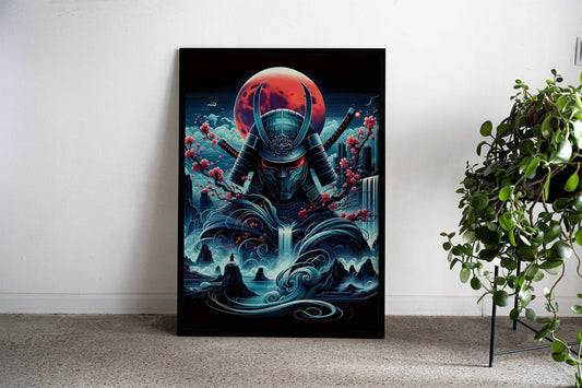 Samurai Blood Moon Asian Style Poster | Wall Art for Home & Office | High-Quality Print - High-Quality Visual Display