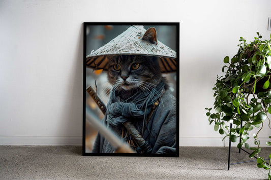 Samurai Cat Asian Style Poster | Wall Art for Home & Office | High-Quality Print - High-Quality Visual Display