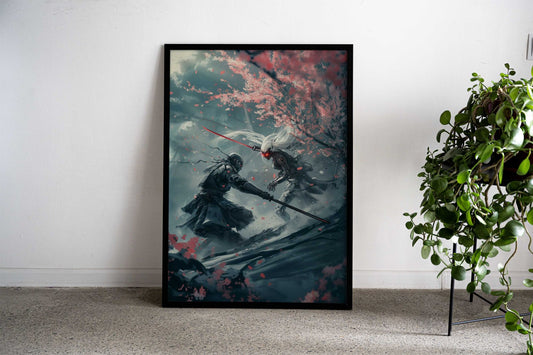Samurai Cyborg Showdown Asian Style Poster | Wall Art for Home & Office | High-Quality Print - High-Quality Visual Display