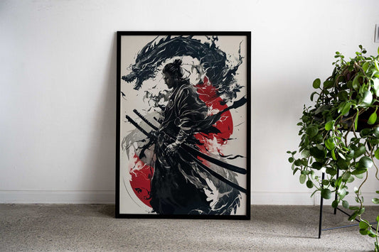 Samurai Dragon Japanese Asian Style Poster | Wall Art for Home & Office | High-Quality Print - High-Quality Visual Display