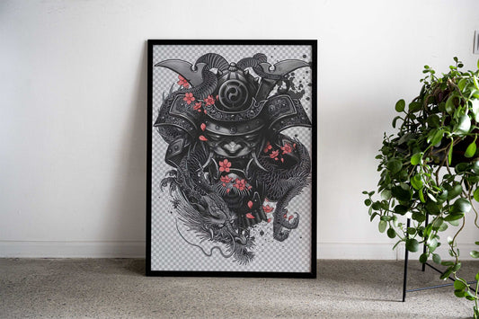 Samurai Dragon Tattoo Asian Style Poster | Wall Art for Home & Office | High-Quality Print - High-Quality Visual Display