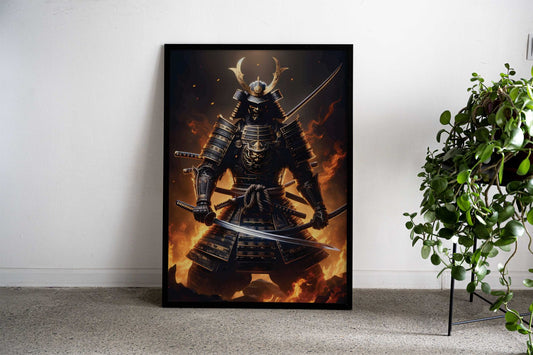 Samurai Fire Japan Asian Style Poster | Wall Art for Home & Office | High-Quality Print - High-Quality Visual Display