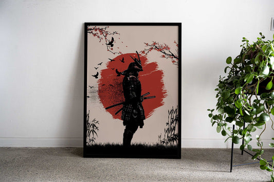 Samurai In Moon Asian Style Poster | Wall Art for Home & Office | High-Quality Print - High-Quality Visual Display
