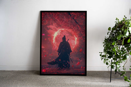 Samurai Landscape Cherry Asian Style Poster | Wall Art for Home & Office | High-Quality Print - High-Quality Visual Display
