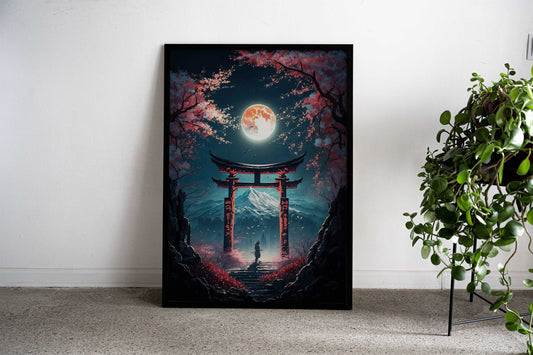 Samurai Moon Asian Style Poster | Wall Art for Home & Office | High-Quality Print - High-Quality Visual Display