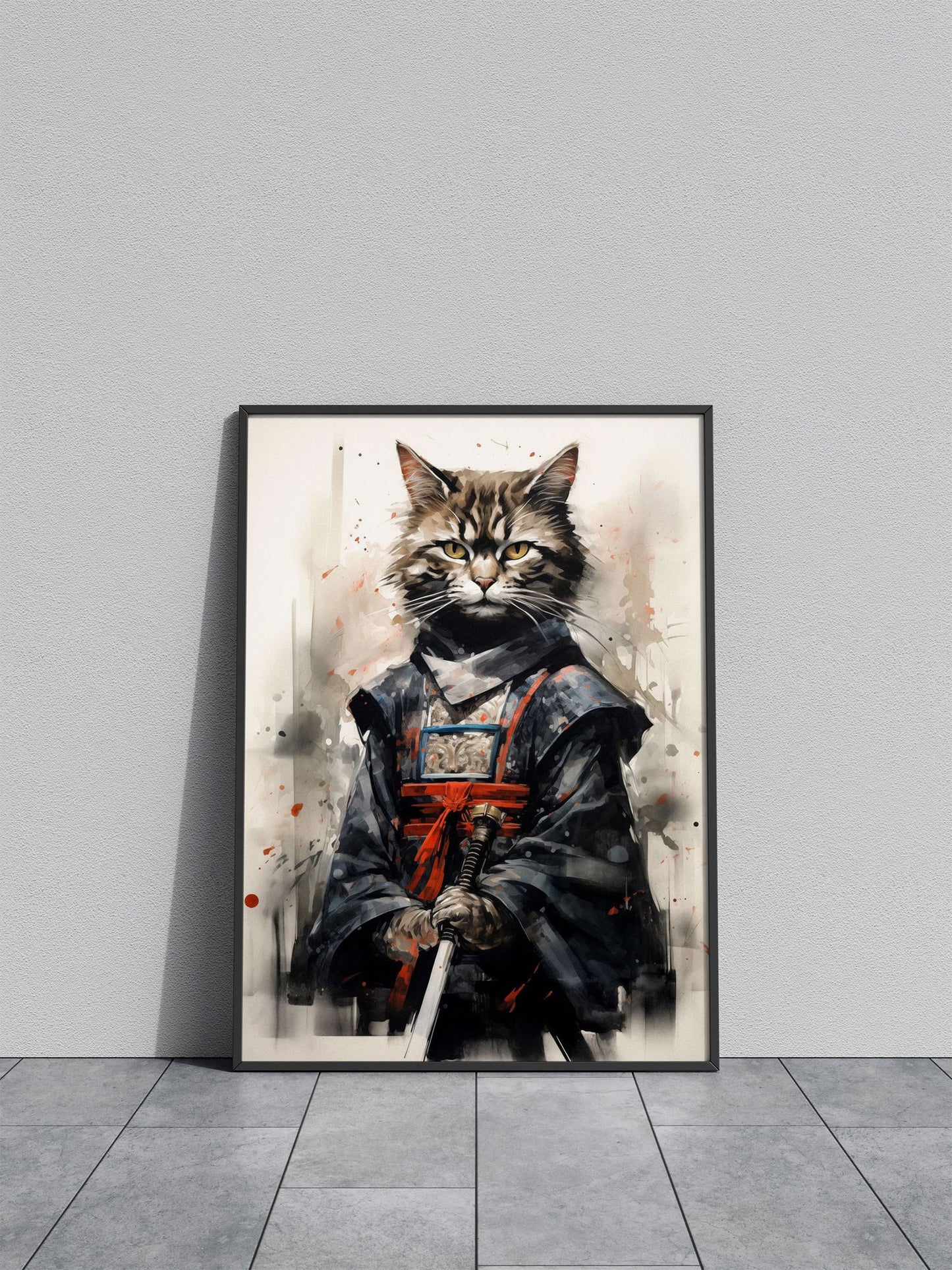 Samurai Neko Asian Style Poster | Wall Art for Home & Office | High-Quality Print - High-Quality Visual Display